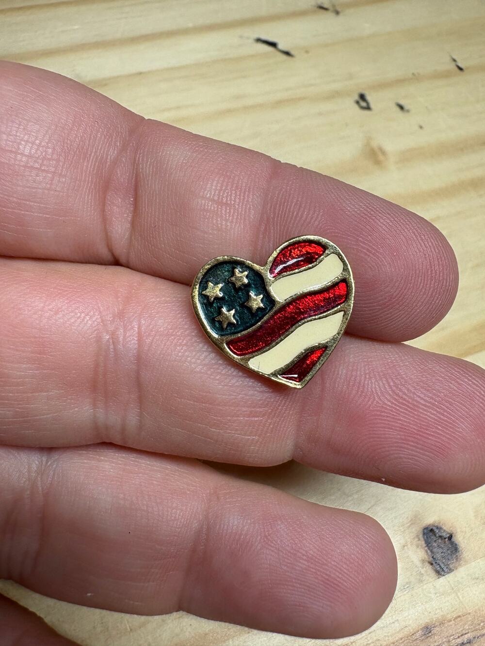 Avon American Flag Heart Pin